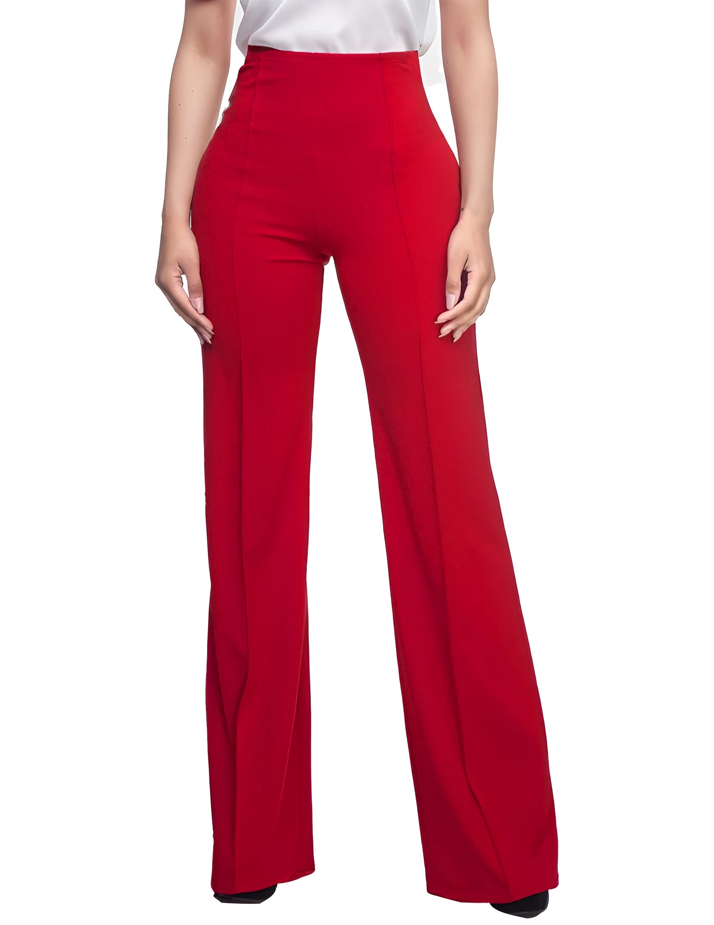 FANALACN Women High Waist Cotton Blend Wide Leg Dress Pants