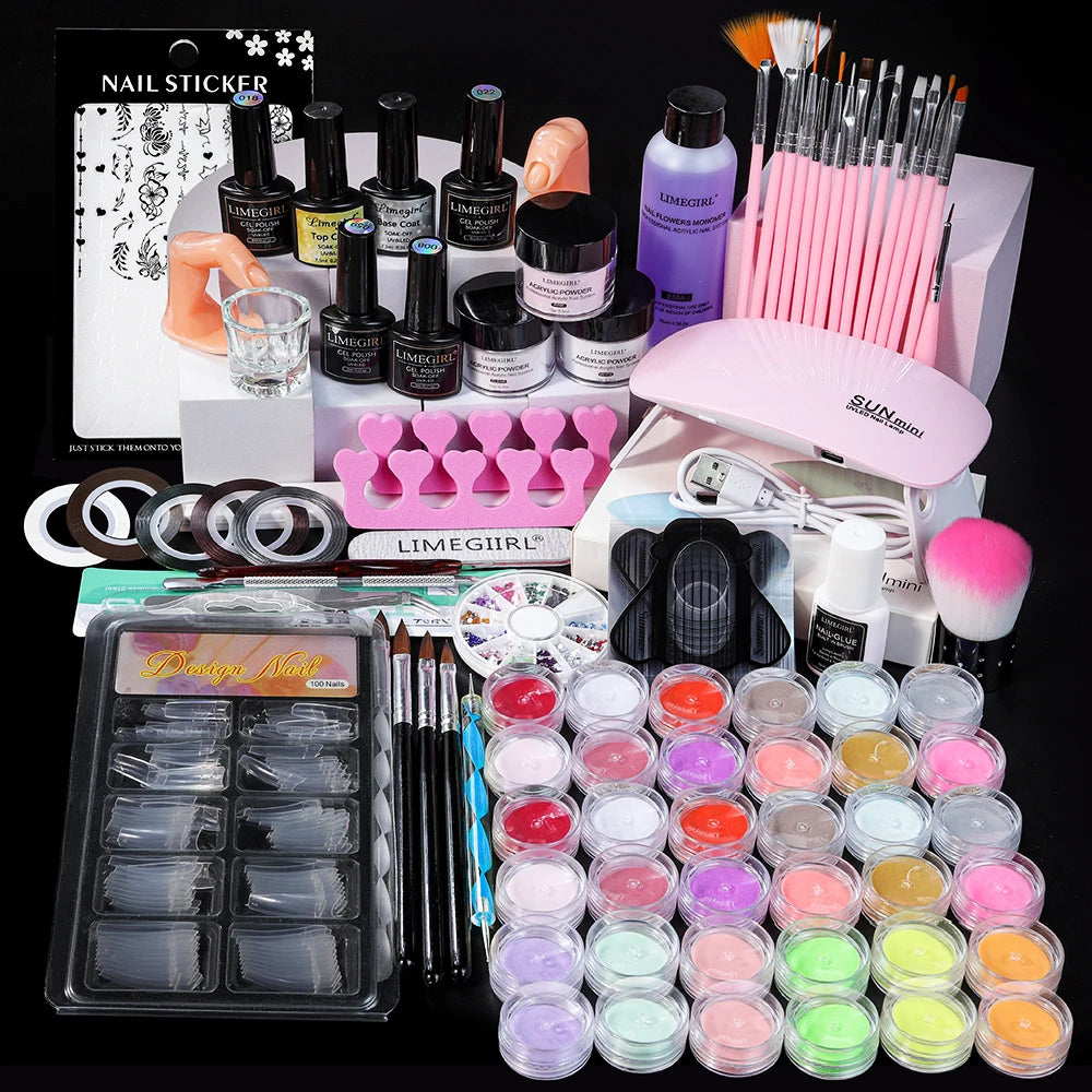 Acrylic Nail Kit for Beginners Powder and Liquid Set with Brushes