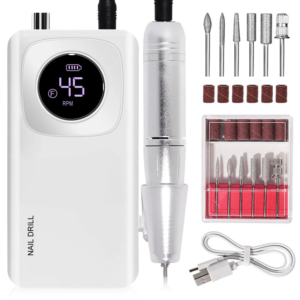 Limegirl 45000RPM Portable Cordless Electric Nail Drill For Acrylic Gel Nails