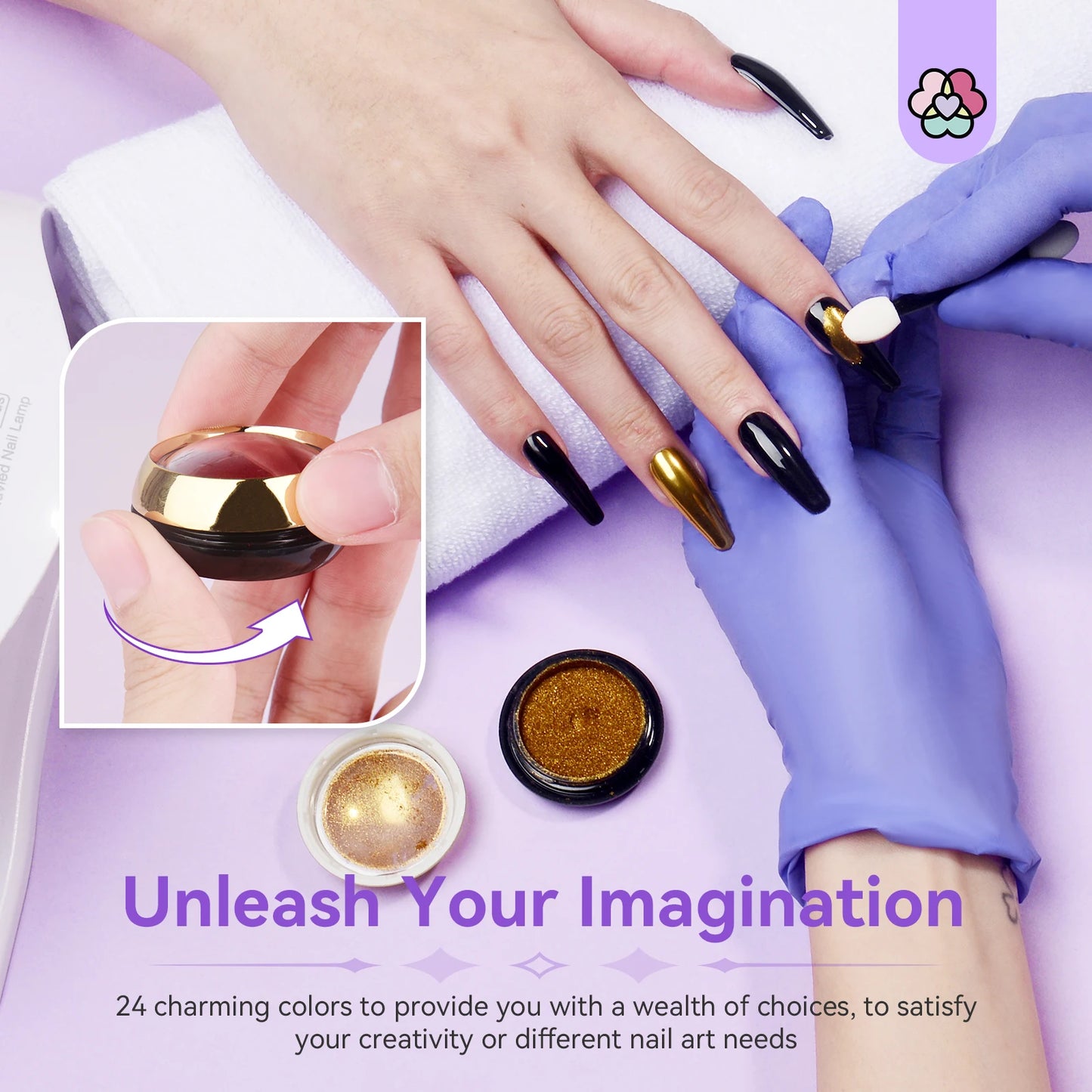 Saviland Chrome Nail Powder Set Metallic Mirror Effect Holographic