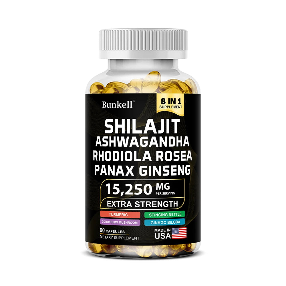 Bunkell Shilajit Capsules With Ginseng Ashwagandha Turmeric
