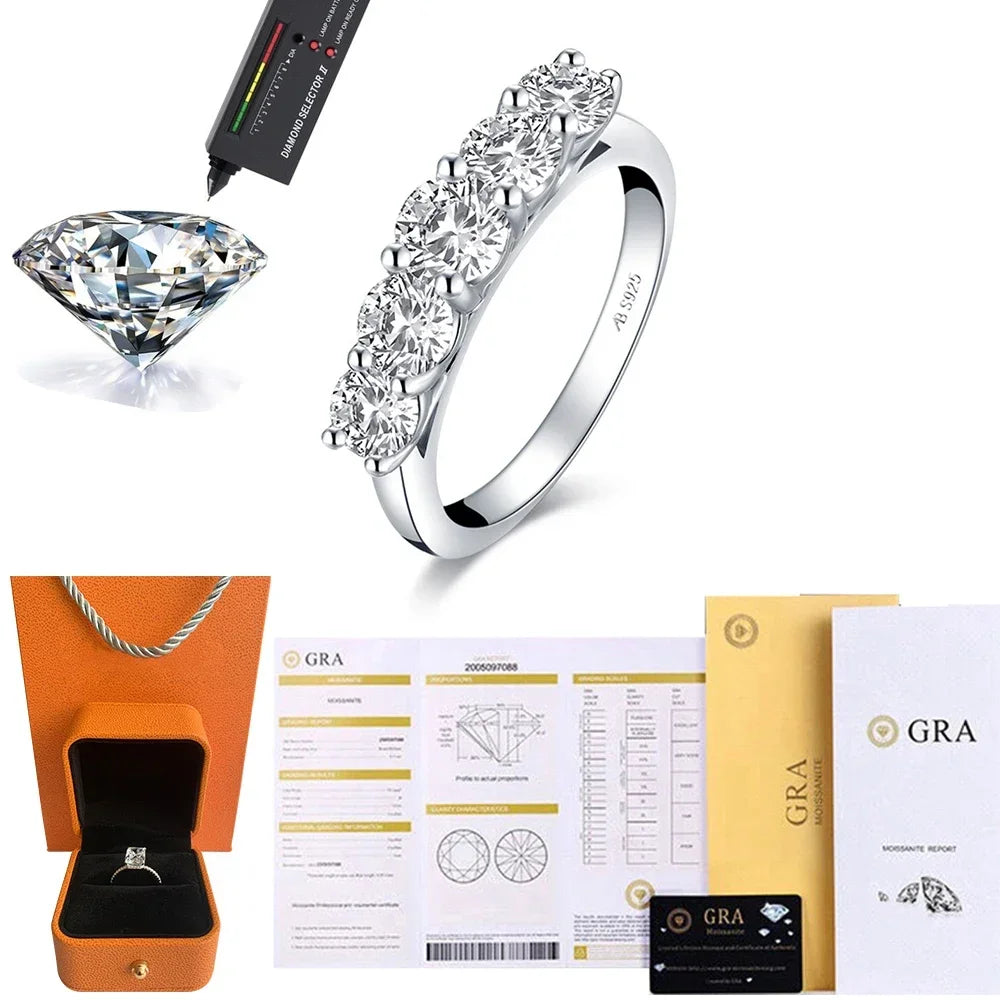 CBTBC Moissanite Ring 925 Sterling Silver Luxury Wedding Jewelry