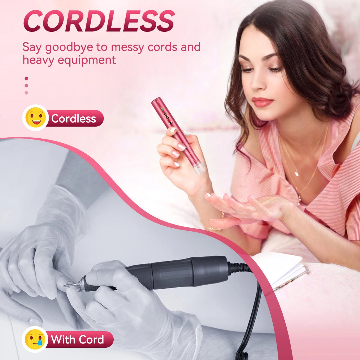 Electric Nail Drill 30000RPM With LED Light Manicure Machine