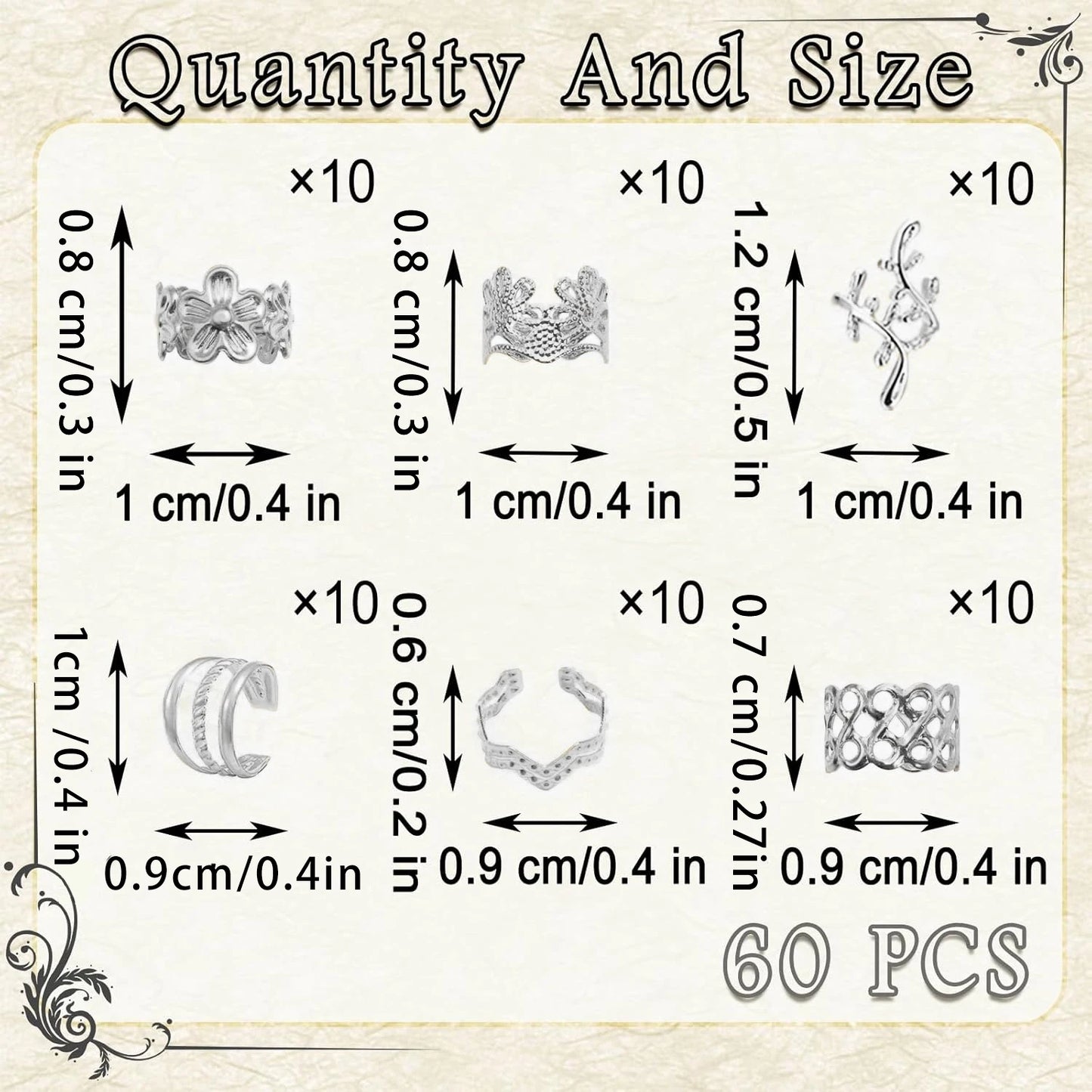 Hair Jewelry For Braids Braid Clips 60Pcs Dreadlock Accessories