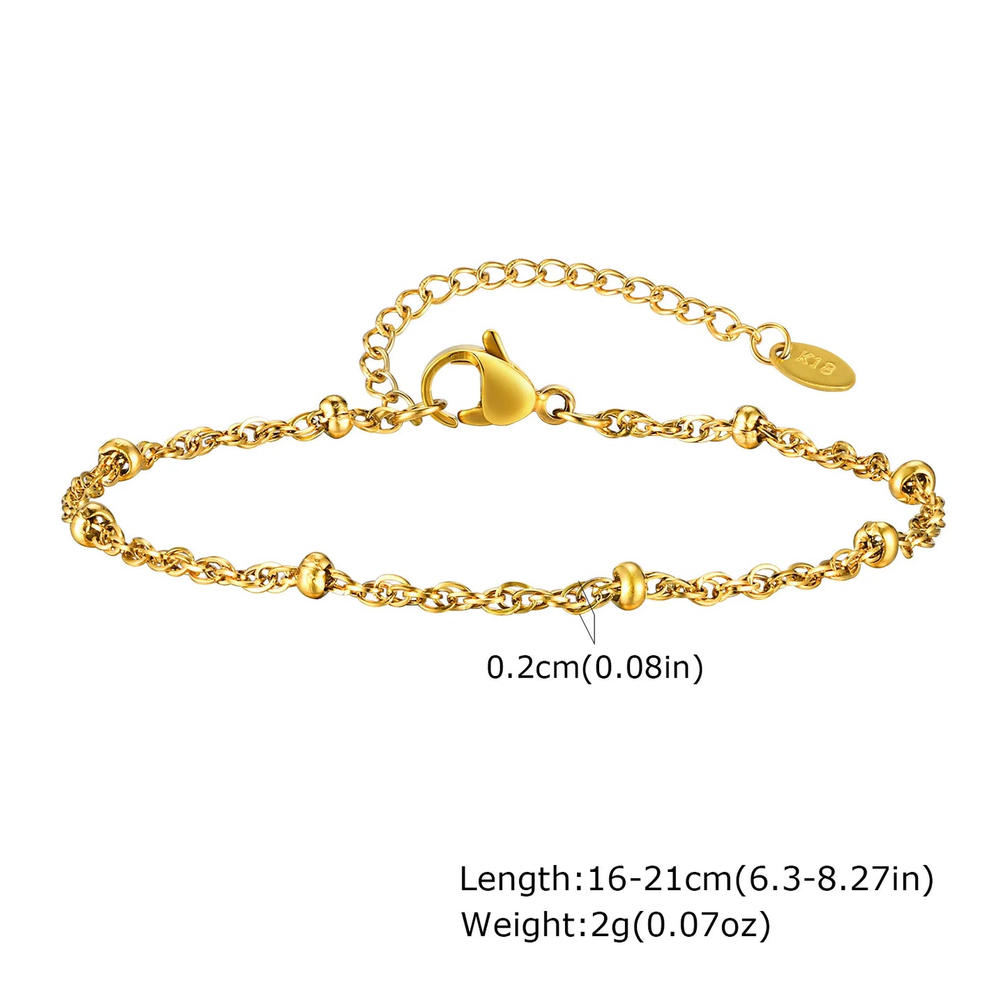 Thin Link Women Bracelet Stainless Steel 18K Gold Plated