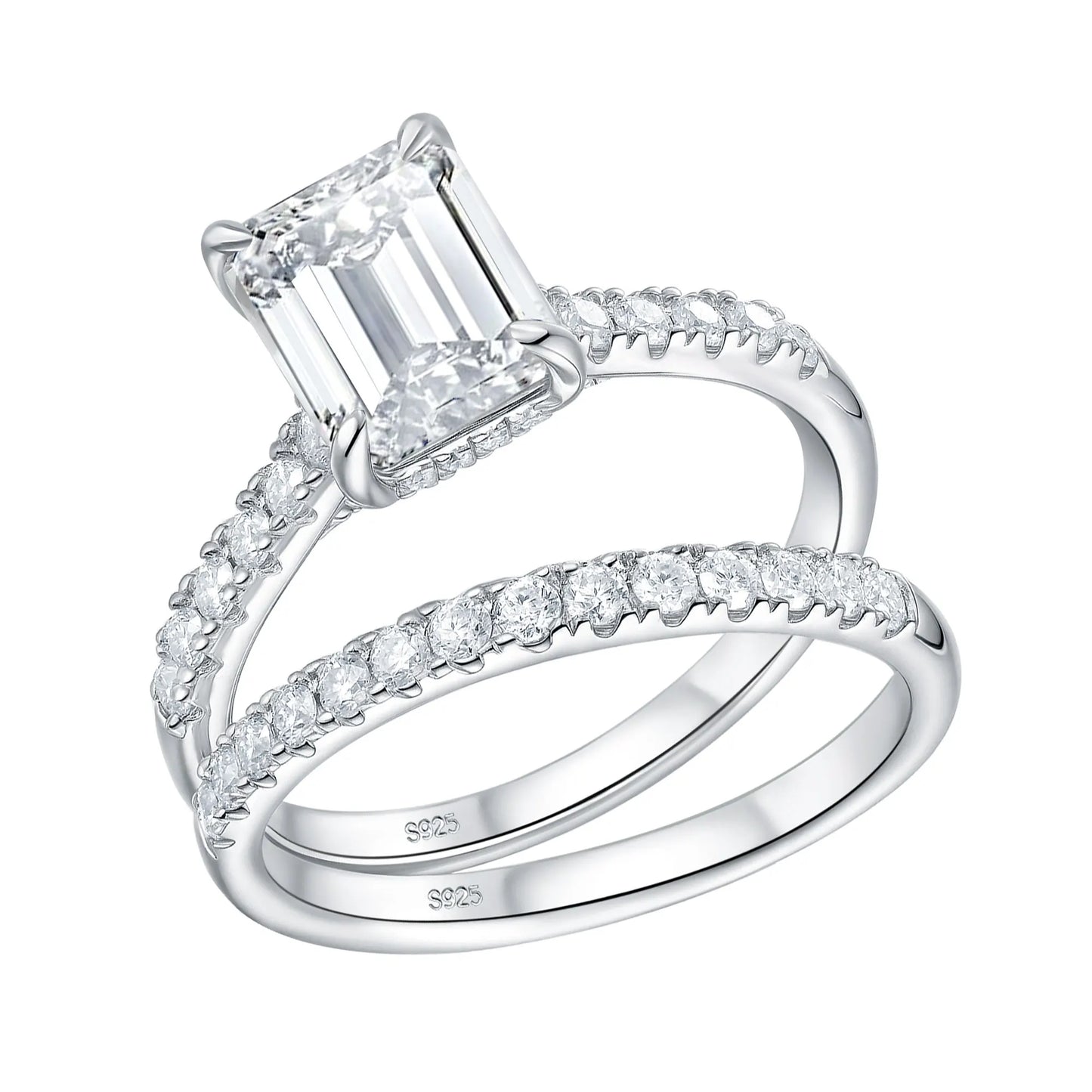 Newshe 925 Sterling Silver Moissanite Rings Set for Women