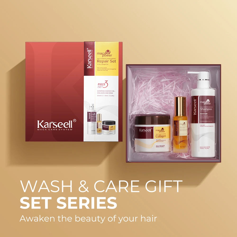 Karseell Collagen Hair Mask Argan Oil Shampoo Moisturizing Repair Set