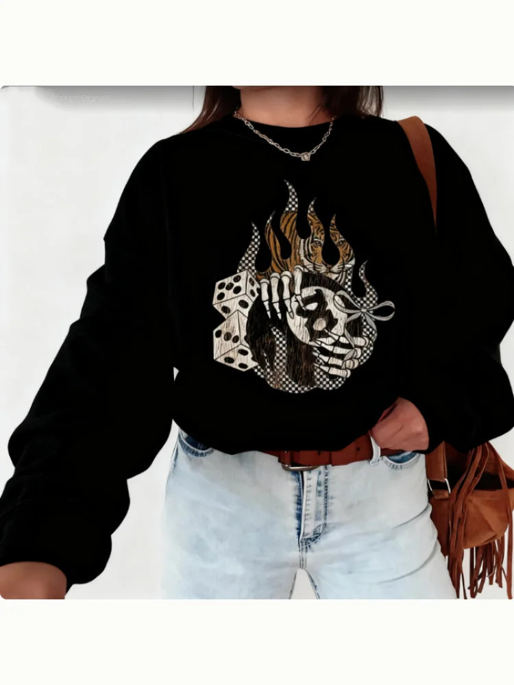 Grunge 8 Ball Sweatshirt For Women Western Cowgirl Pullover