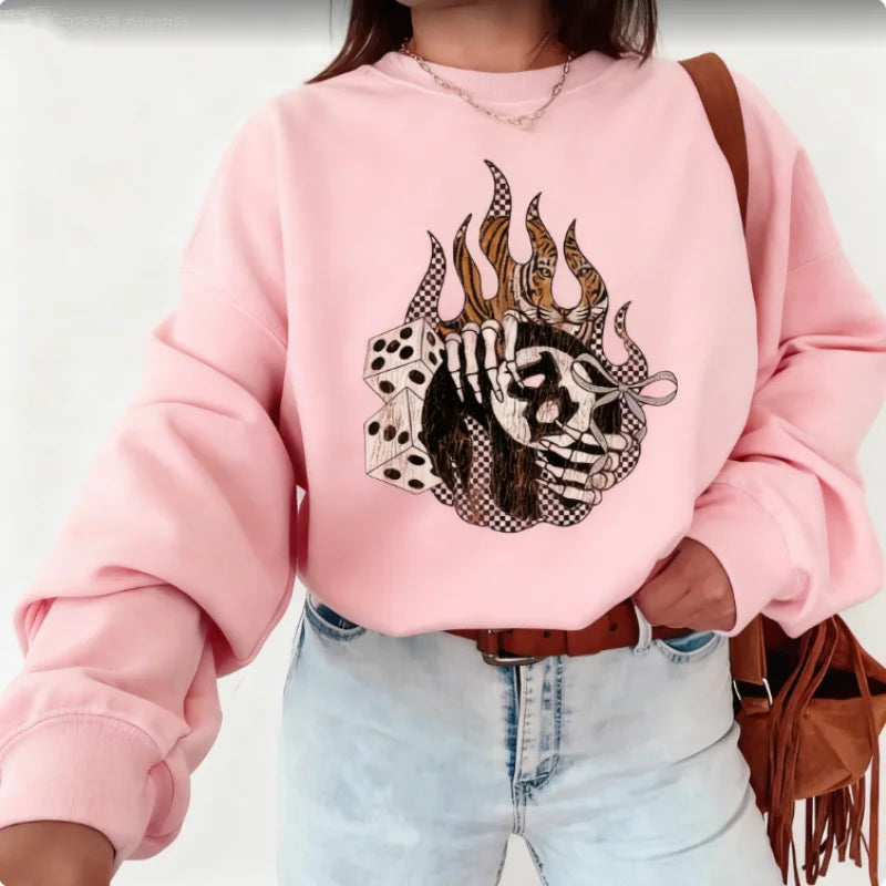 Grunge 8 Ball Sweatshirt For Women Western Cowgirl Pullover