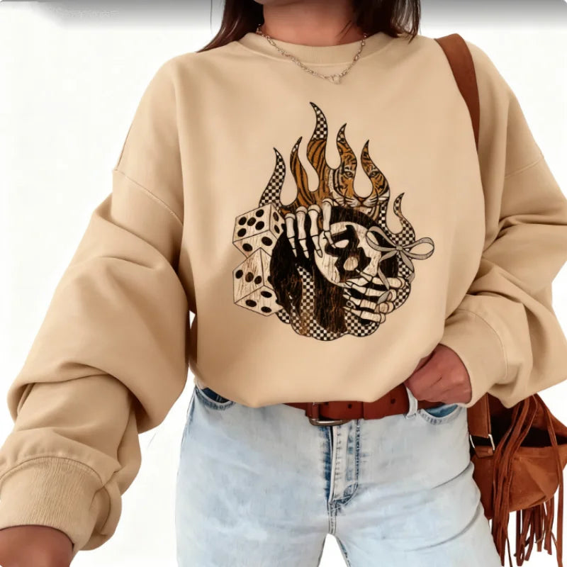 Grunge 8 Ball Sweatshirt For Women Western Cowgirl Pullover
