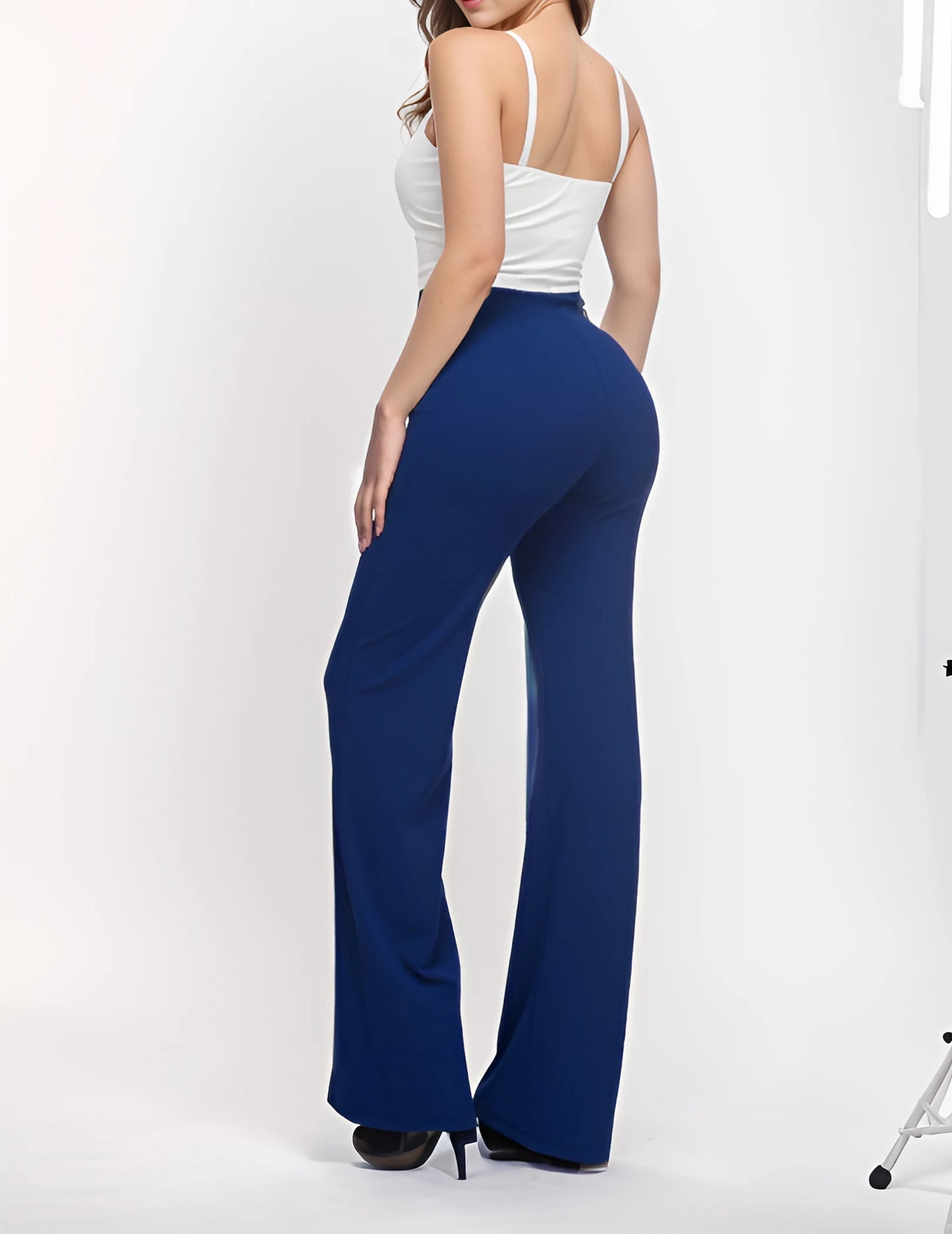 FANALACN Women High Waist Cotton Blend Wide Leg Dress Pants