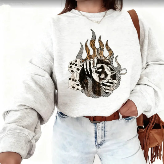 Grunge 8 Ball Sweatshirt For Women Western Cowgirl Pullover