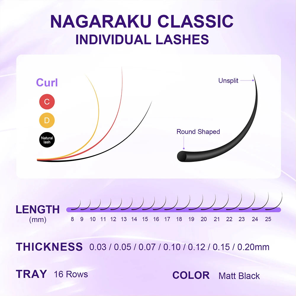 NAGARAKU Individual Eyelash Extension Lashes Soft Natural Synthetic Hair