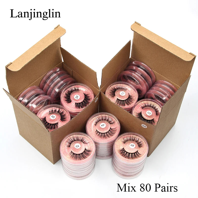 Lanjinglin 3D Fluffy Dramatic Strip False Eyelashes Makeup Tools
