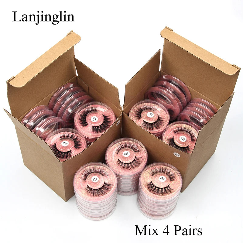 Lanjinglin 3D Fluffy Dramatic Strip False Eyelashes Makeup Tools