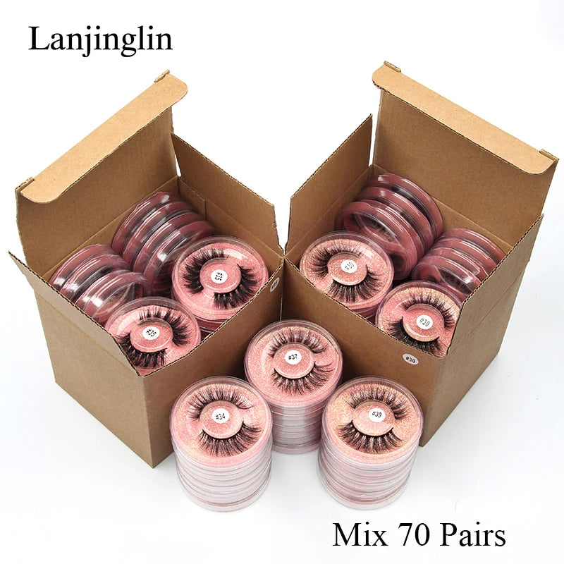 Lanjinglin 3D Fluffy Dramatic Strip False Eyelashes Makeup Tools