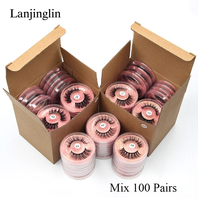 Lanjinglin 3D Fluffy Dramatic Strip False Eyelashes Makeup Tools