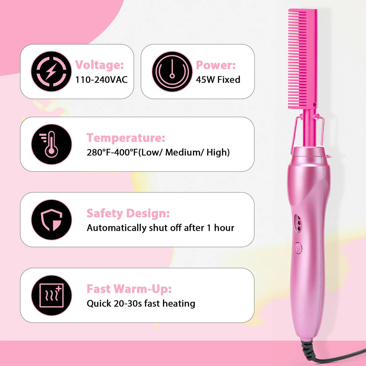 Electric Hot Comb Straightener Brush With Curler For Natural Hair