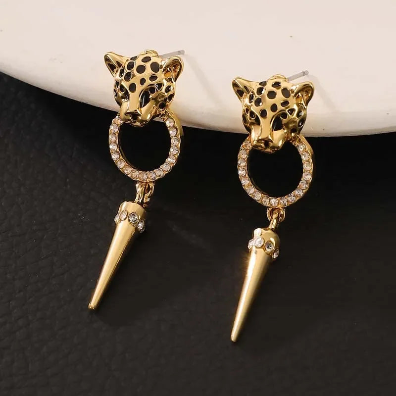 Gothic Rivet Drop Earrings Geometric Cone Pendant for Women Men