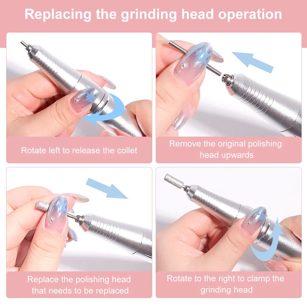 Limegirl 45000RPM Portable Cordless Electric Nail Drill For Acrylic Gel Nails