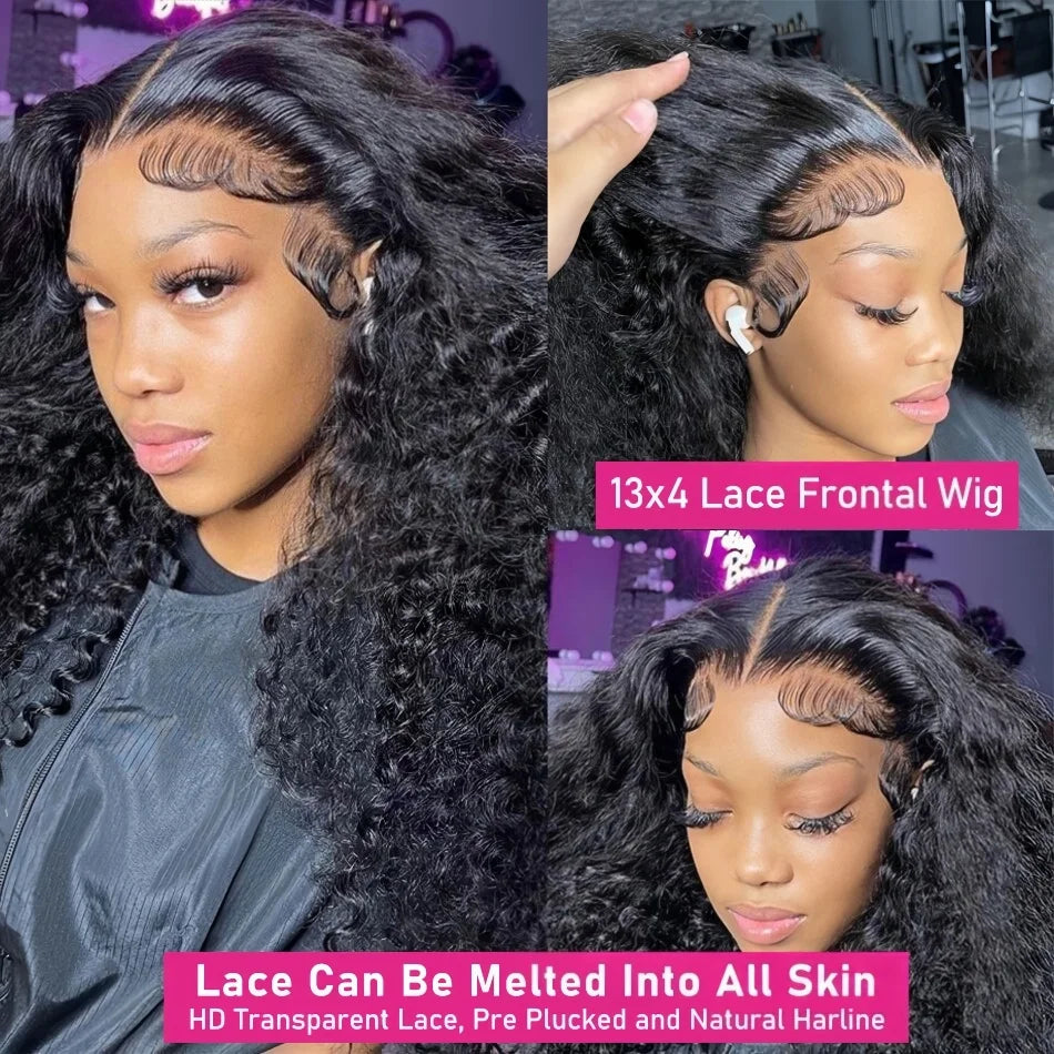 LowellCap Glueless Deep Wave Human Hair Wig With Lace Closure