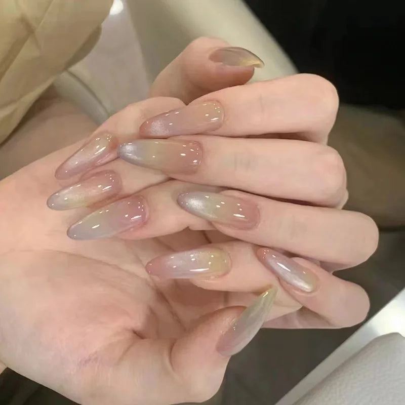 YADORNOS 24Pcs Glossy Cat's Eye Press On Nails Kit