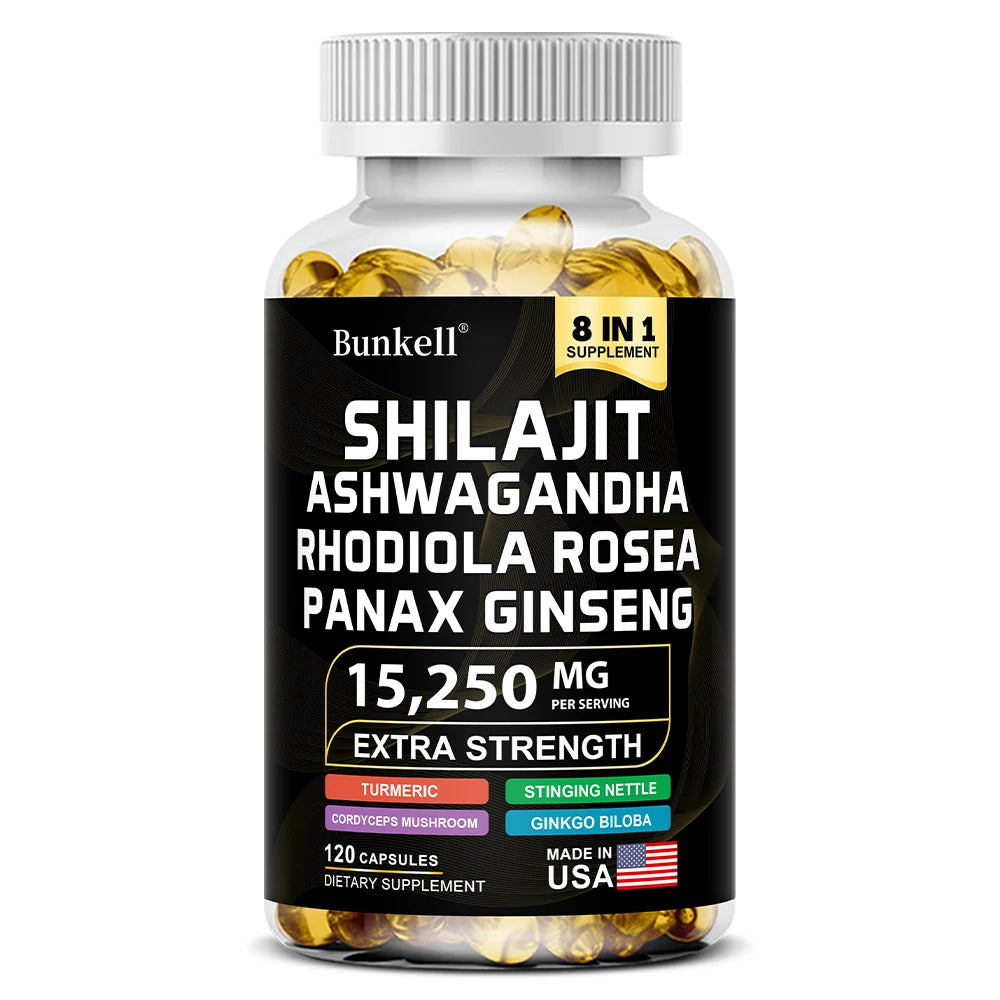 Bunkell Shilajit Capsules With Ginseng Ashwagandha Turmeric