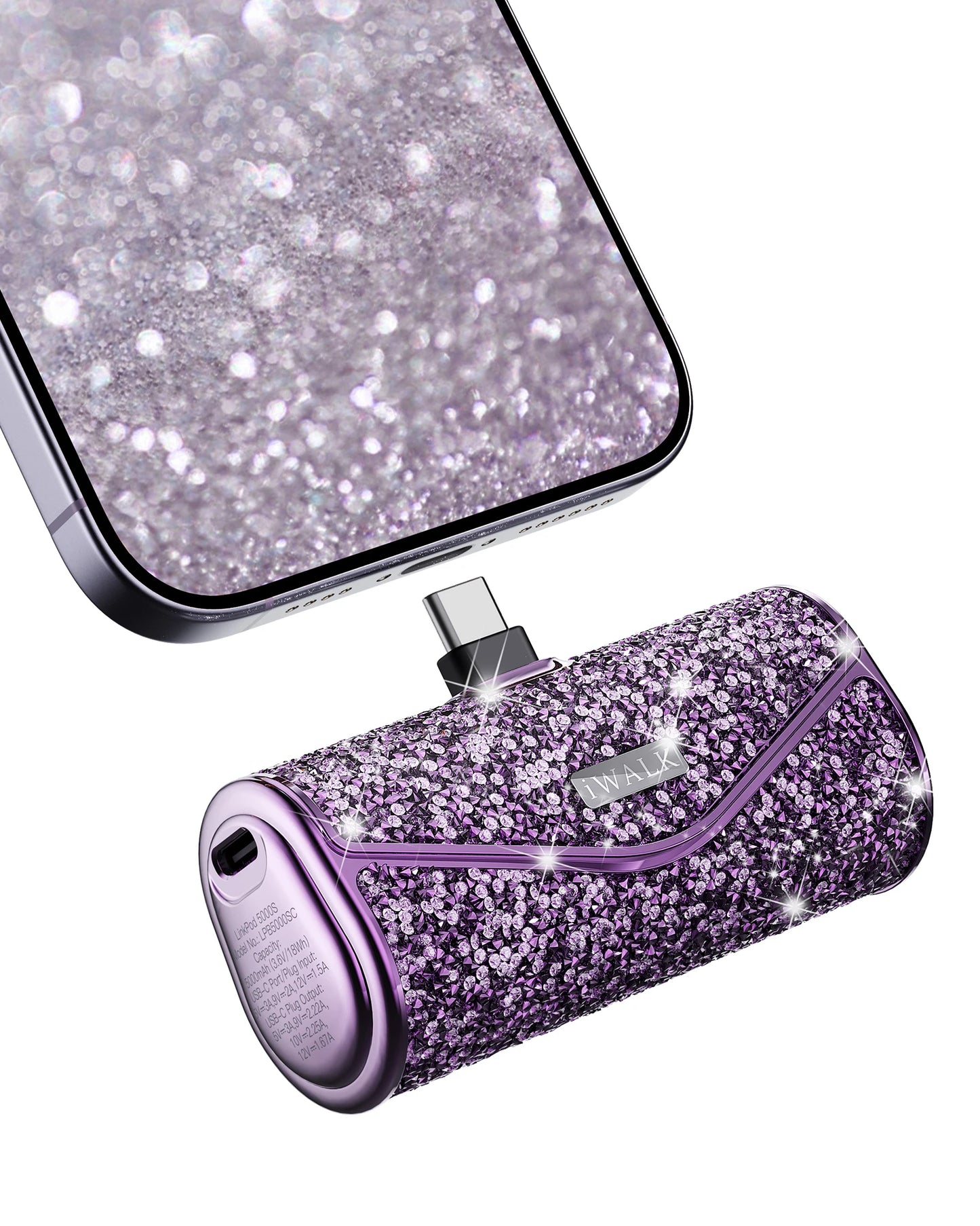 iWALK Luxury Diamond Shine Design 5000mAh USB C Power Bank