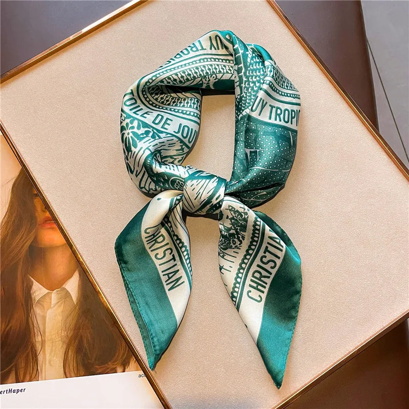HYKMAIYW Satin Hair Scarf For Women Printed Square Headscarves