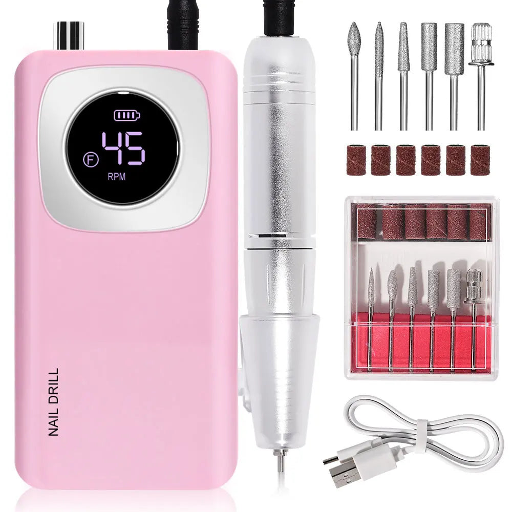 Limegirl 45000RPM Portable Cordless Electric Nail Drill For Acrylic Gel Nails