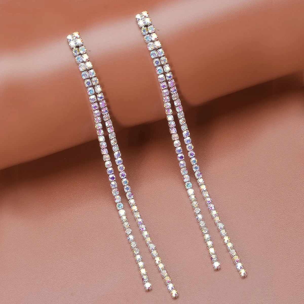 BLIJERYCN Crystal Tassel Drop Earrings For Women Bridal Party Jewelry