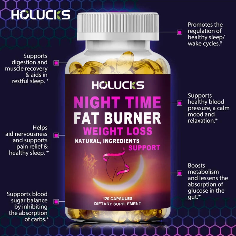 HOLUCKS Night Time Weight Loss Fat Burner Appetite Suppressant Capsules
