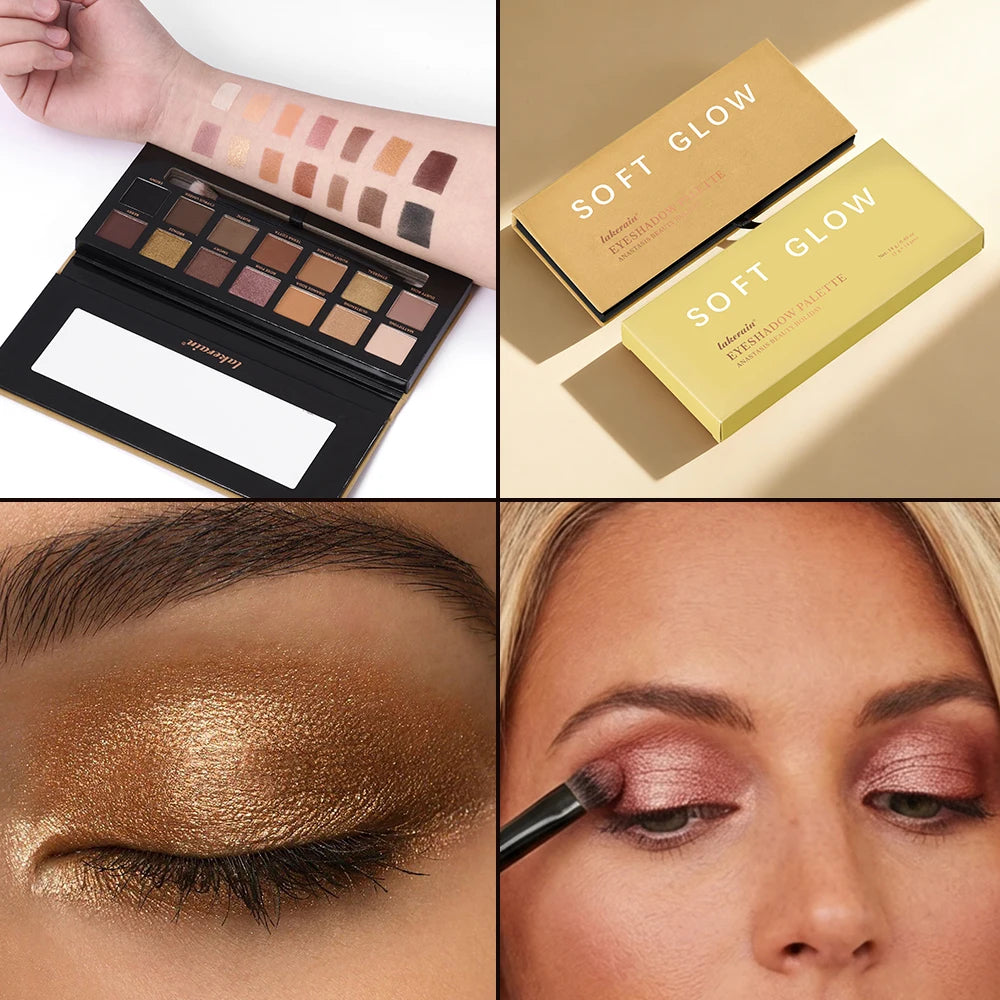 Lakerain Soft Glow Eyeshadow Palette Matte Shimmer Longwear