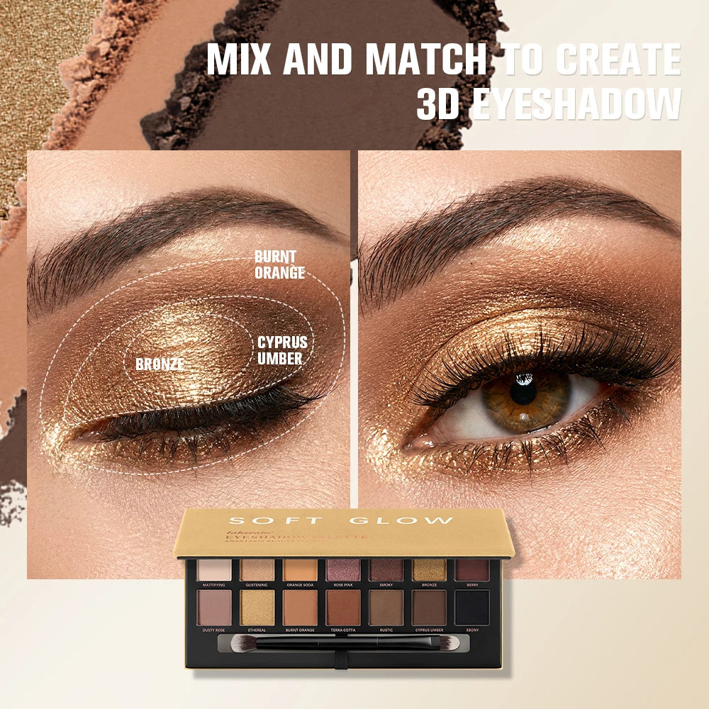 Lakerain Soft Glow Eyeshadow Palette Matte Shimmer Longwear