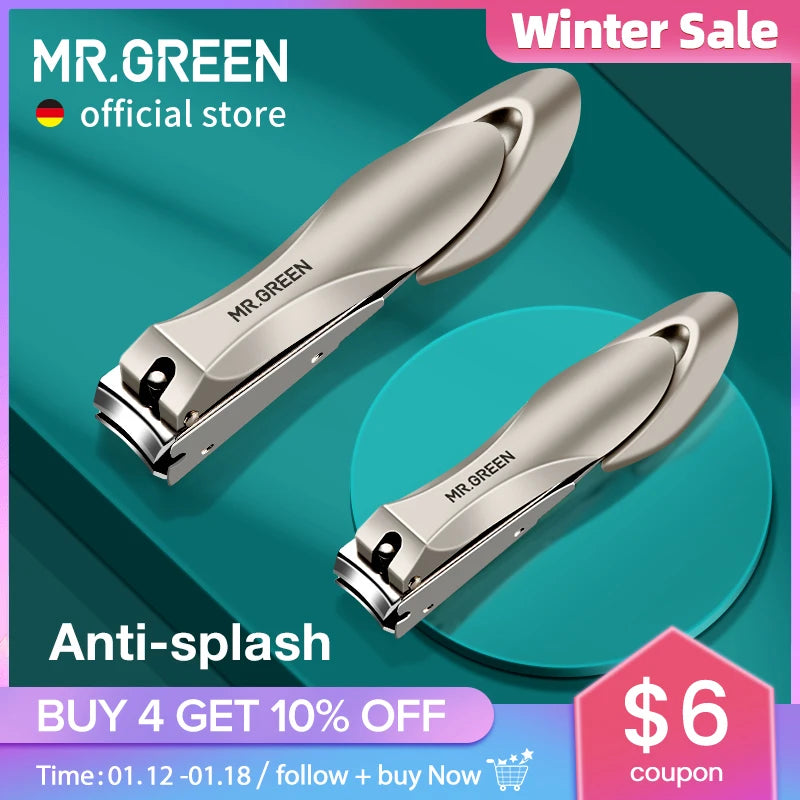 MR.GREEN Nail Clippers Stainless Steel Anti Splash Fingernail Cutter