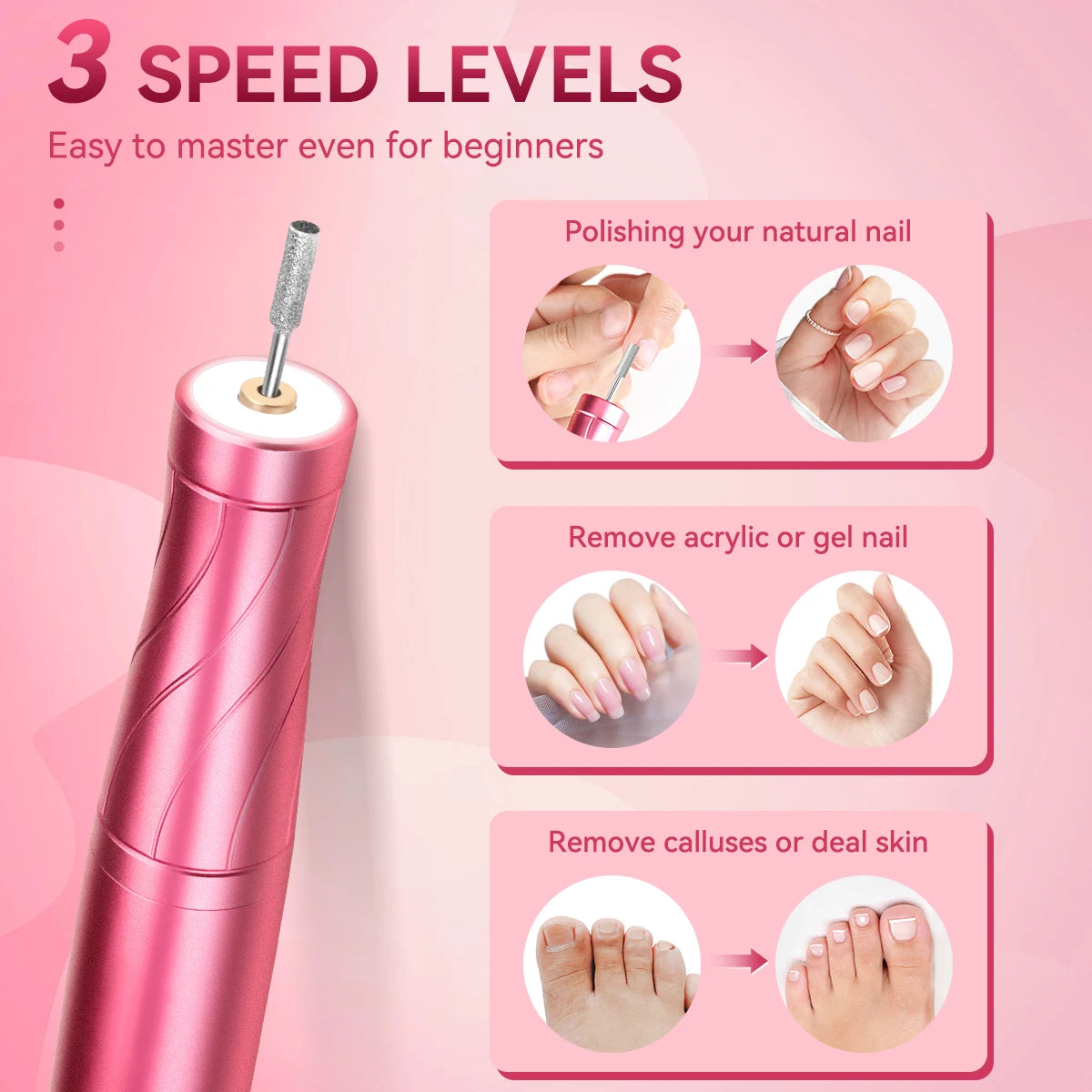Electric Nail Drill 30000RPM With LED Light Manicure Machine