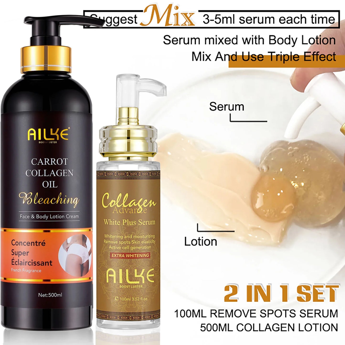 AILKE Whitening Moisturizing Body Lotion With Glutathione Niacinamide Collagen