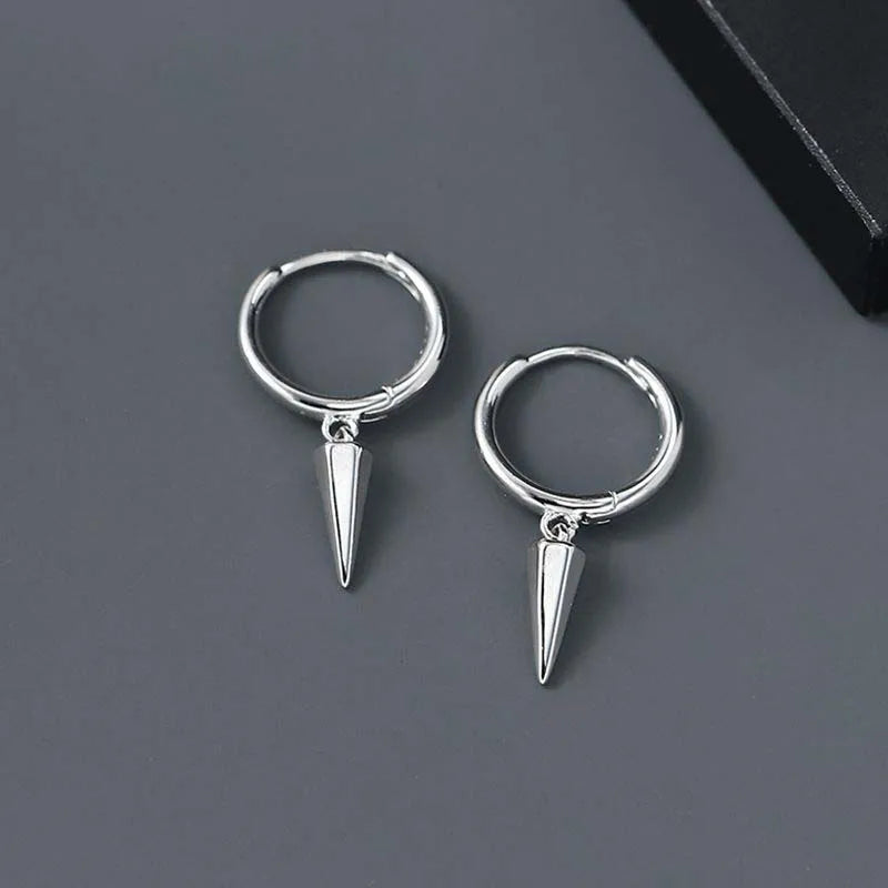 Gothic Rivet Drop Earrings Geometric Cone Pendant for Women Men