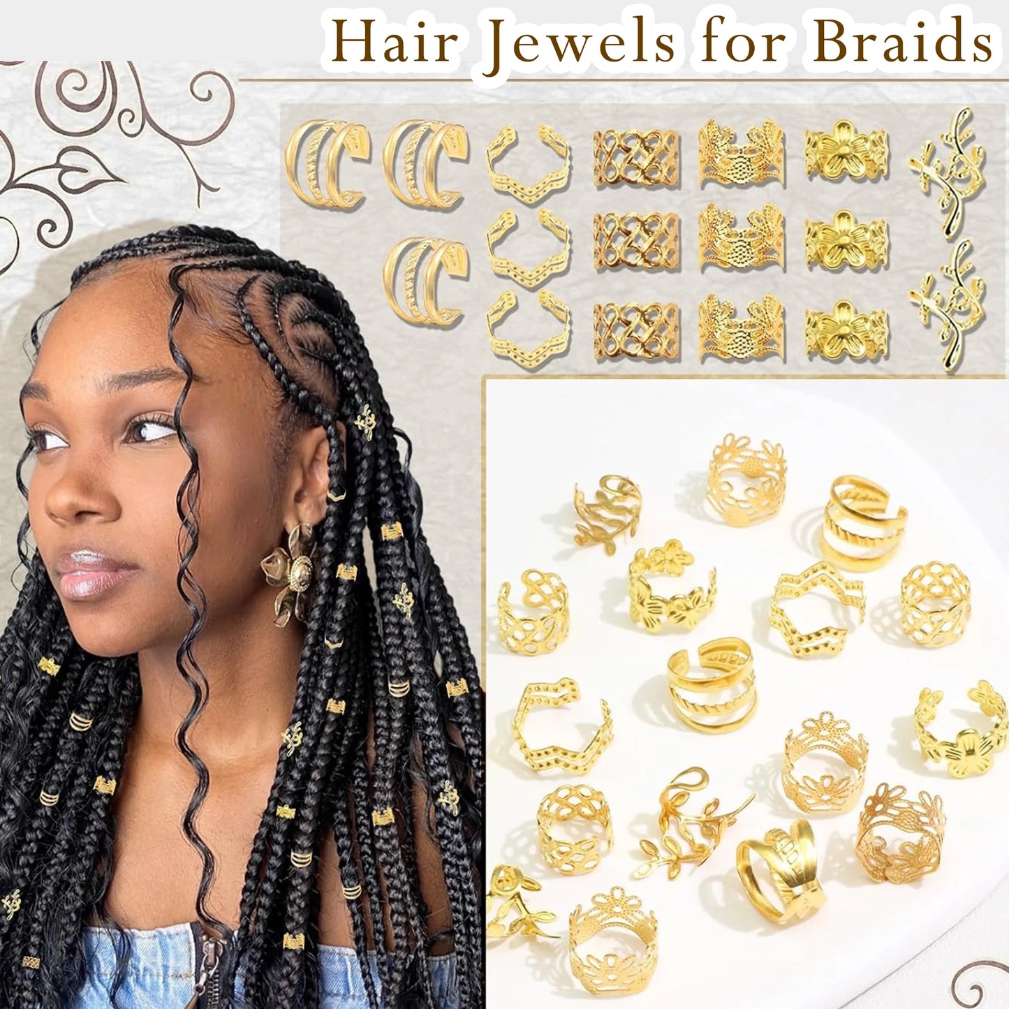 Hair Jewelry For Braids Braid Clips 60Pcs Dreadlock Accessories