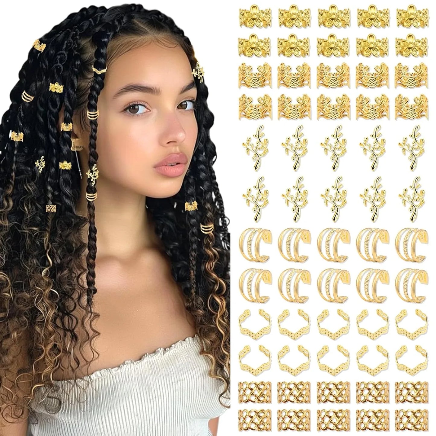 Hair Jewelry For Braids Braid Clips 60Pcs Dreadlock Accessories