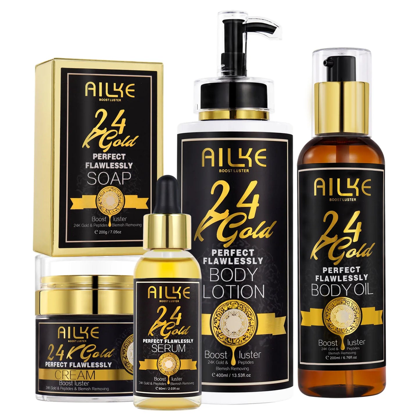 AILKE 24K GoldInfused Skin Care Set For All Skin Types