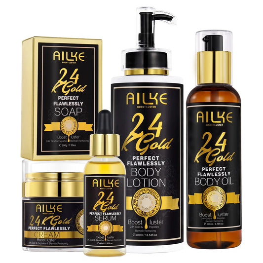 AILKE 24K GoldInfused Skin Care Set For All Skin Types