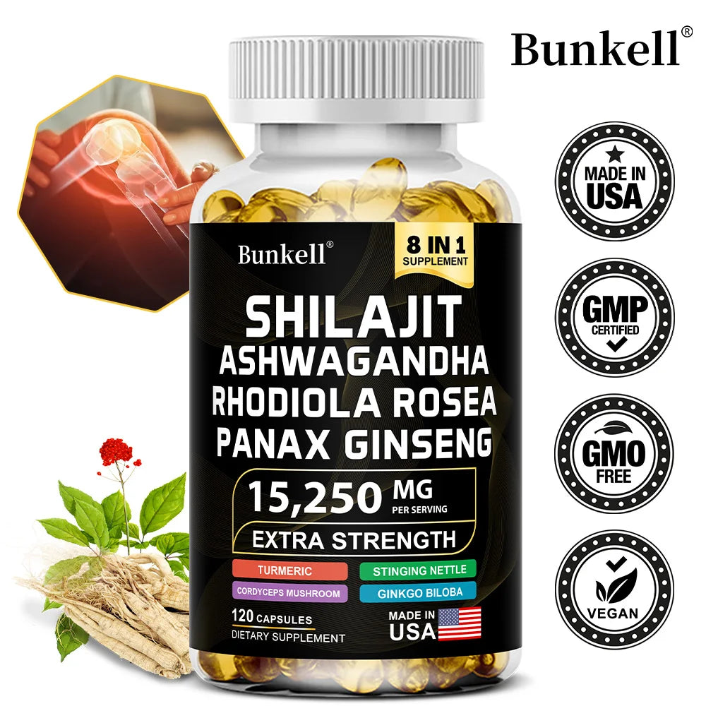 Bunkell Shilajit Capsules With Ginseng Ashwagandha Turmeric