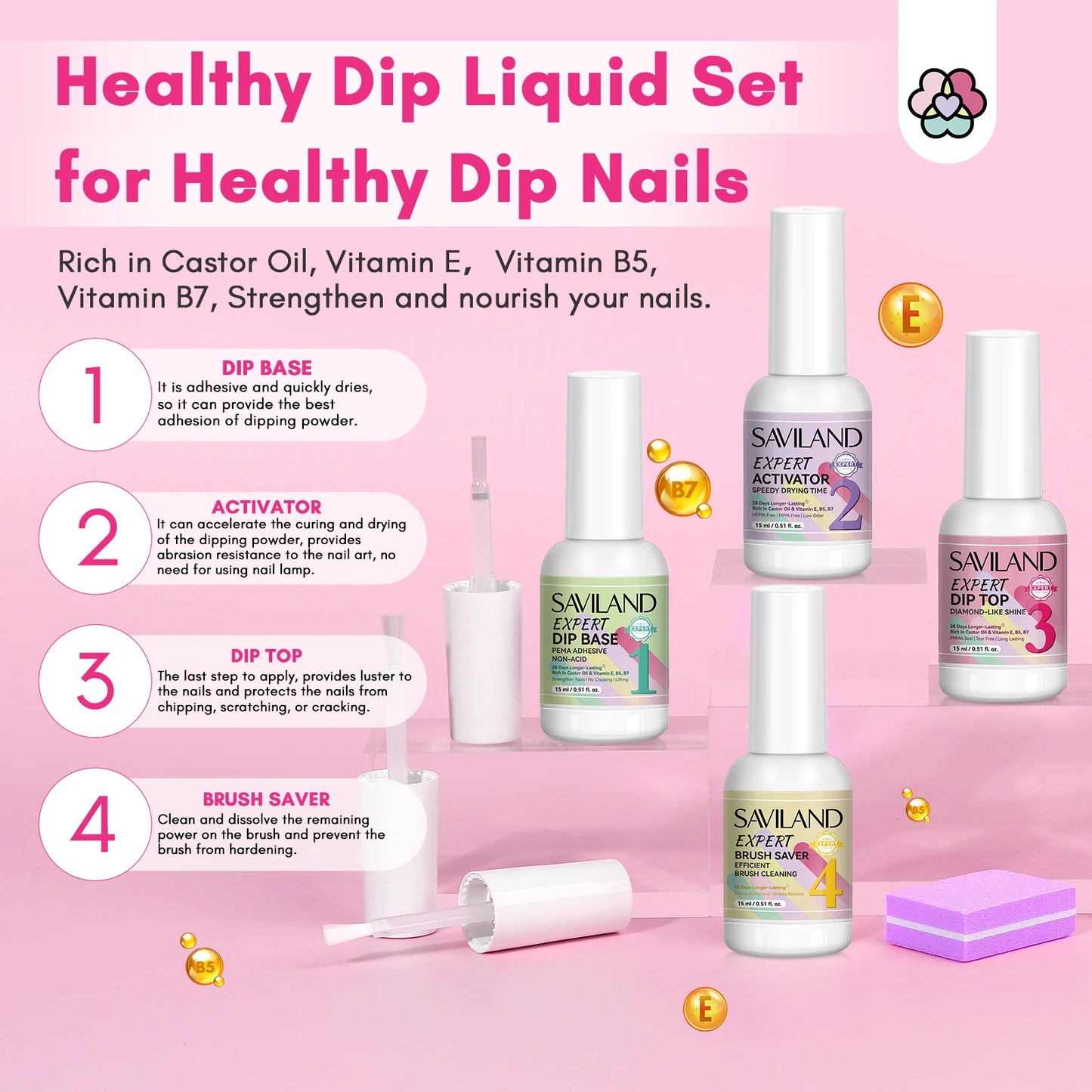 Saviland Dip Powder Kit With Drill 30 Colors Keratin Formula
