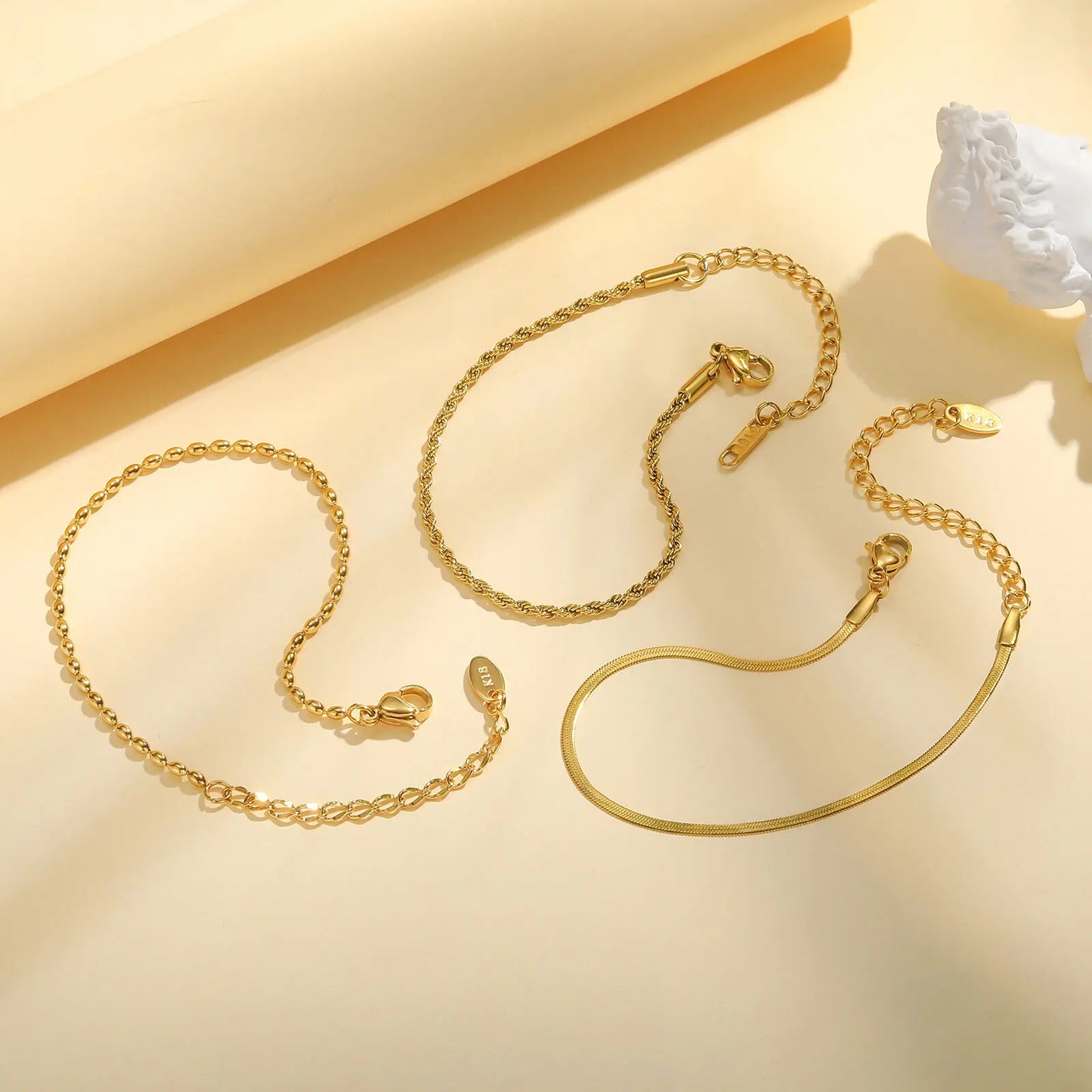 Thin Link Women Bracelet Stainless Steel 18K Gold Plated