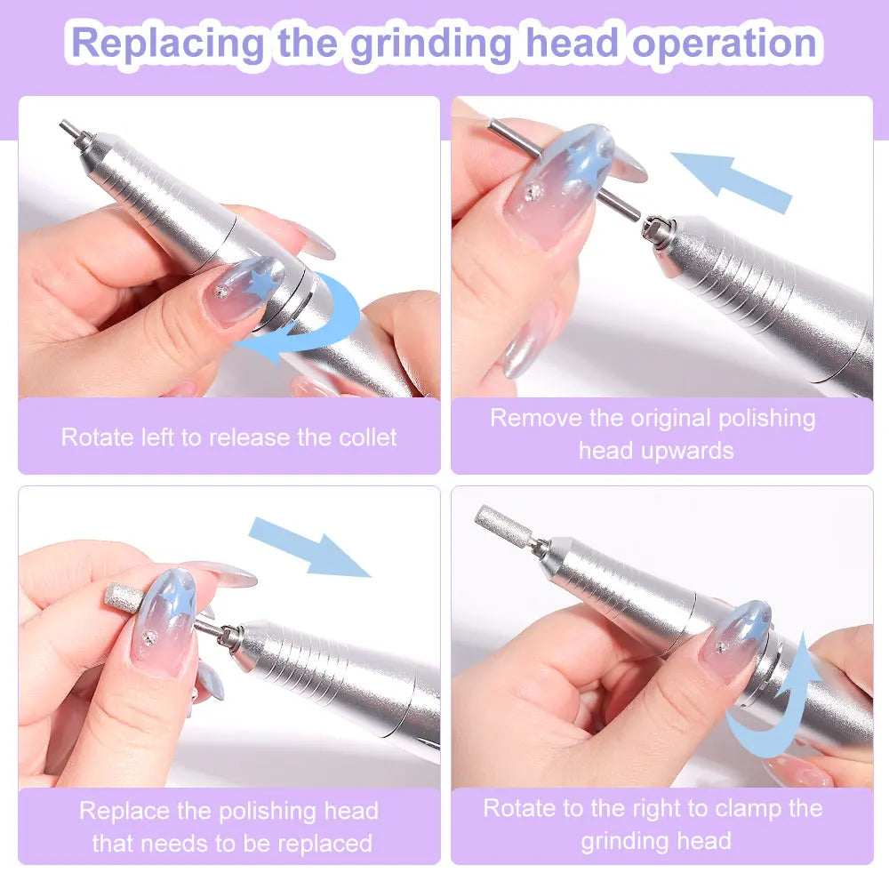 Rechargeable Nail Drill 45000 RPM Electric File for Acrylic Gel Removal