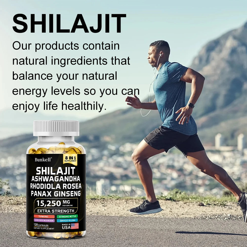 Bunkell Shilajit Capsules With Ginseng Ashwagandha Turmeric