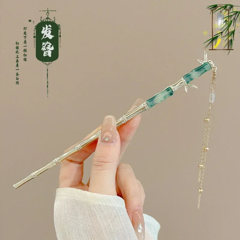 NONECN Chinese Style Hair Clip Tassel Hair Pin Floral Design