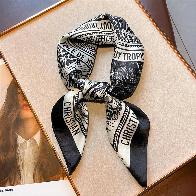 HYKMAIYW Satin Hair Scarf For Women Printed Square Headscarves