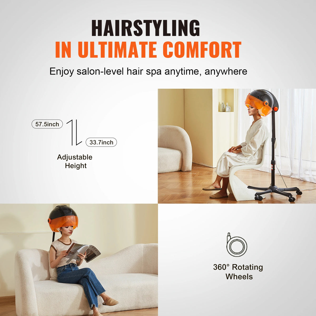 SucceBuy Ionic Bonnet Hair Dryer With Adjustable Rolling Stand